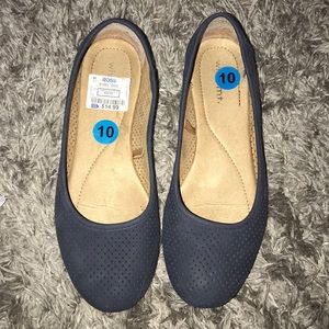 White Mountain sz10 blue flat shoe-microfiber feel